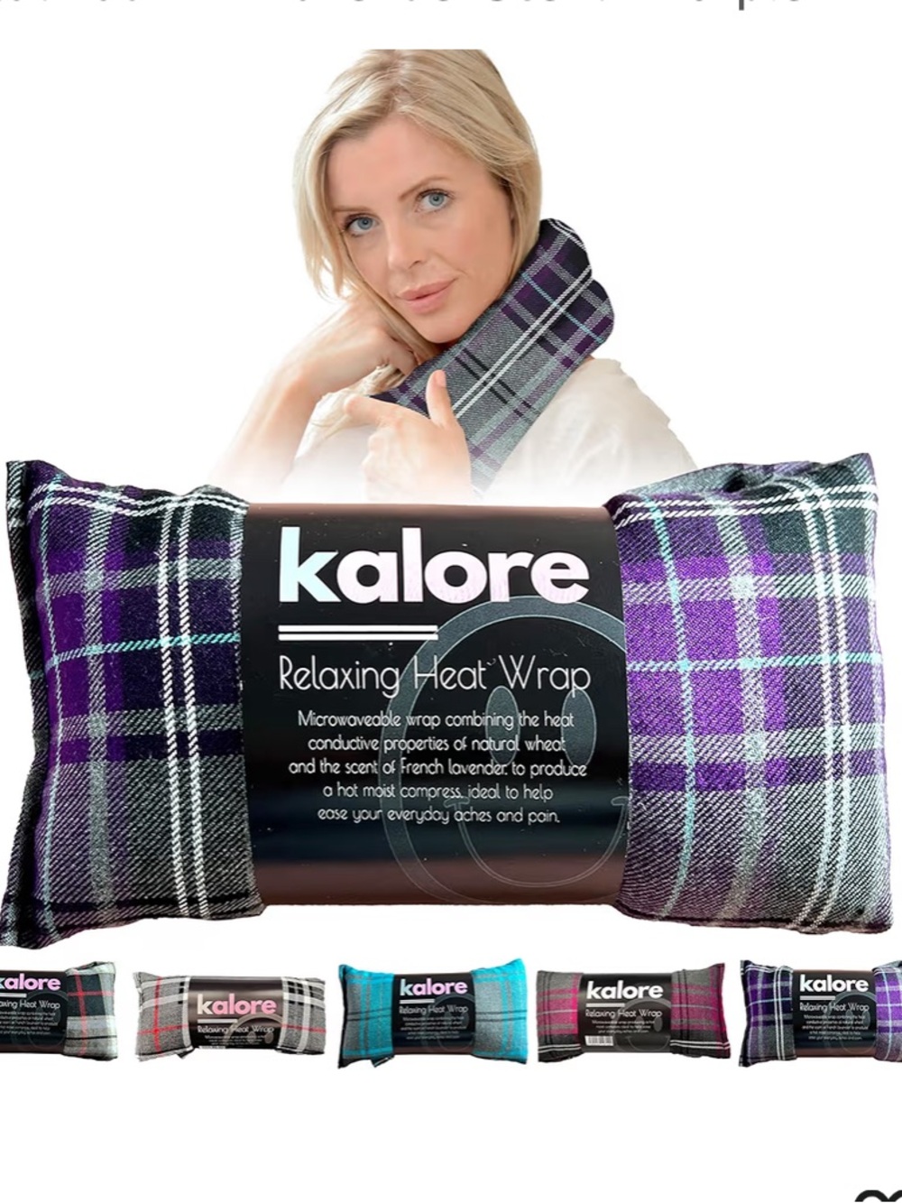 Tartan Cotton Neck Wrap Microwavable WHEAT Heating Pad - LAVENDER SCENT